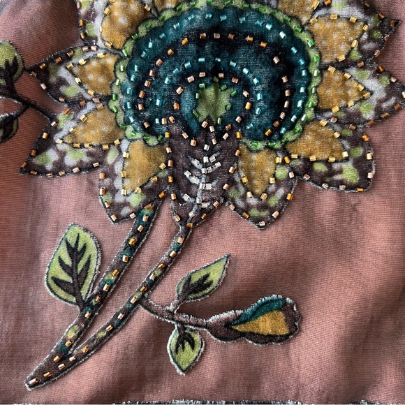 Vintage Y2K Beaded Silk Velvet Floral Boho Fairy Babydoll Mesh Tank Top - Picture 4 of 13